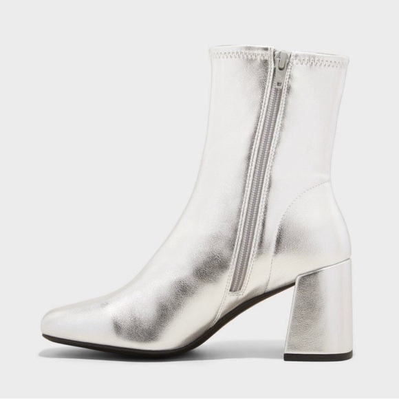a new day Shoes - NEW A New Day Pippa Stretch Boots Women’s Size 6 NWT  Silver Ankle Boots